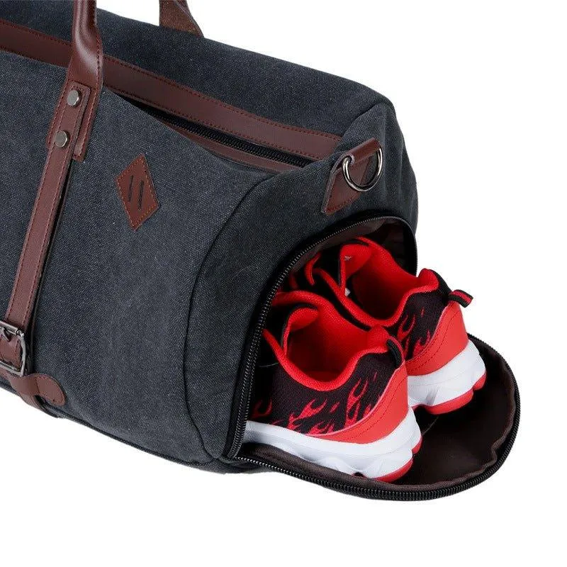 Large Canvas Duffle Bag with Shoe Compartment