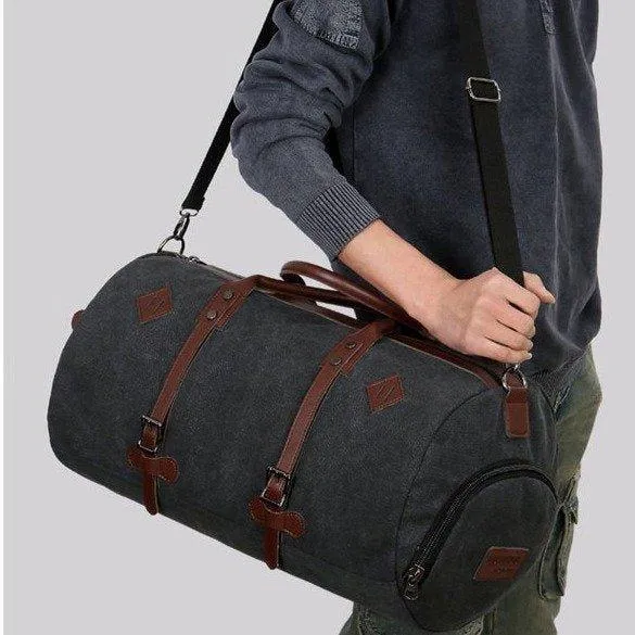 Large Canvas Duffle Bag with Shoe Compartment