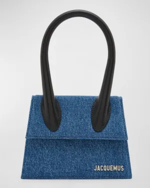 Le Chiquito Moyen Denim Top-Handle Bag