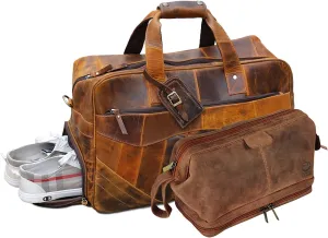 Leather Duffel Bag & Toiletry Bag Combo - The Best Masculine Travel Gift For Men