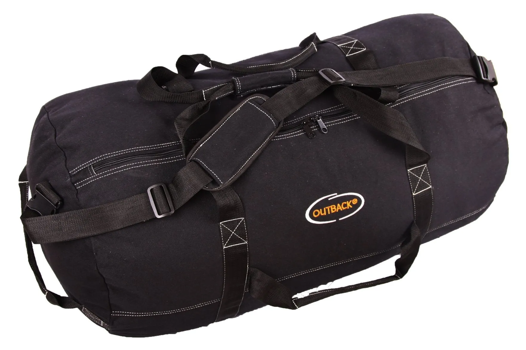 Ledmark Heavyweight Cotton Canvas Outback Duffle Bag, Giant 48" x 20", Black