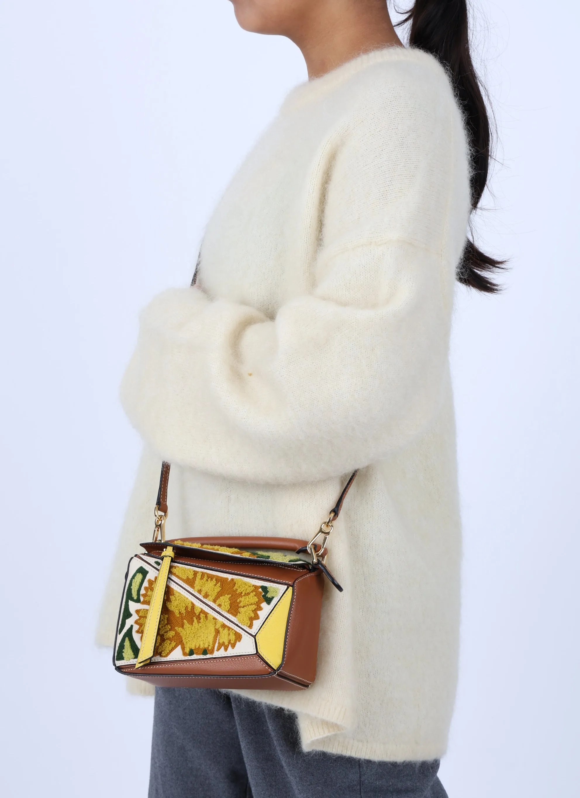 Loewe Embroidered Floral Mini Puzzle Bag