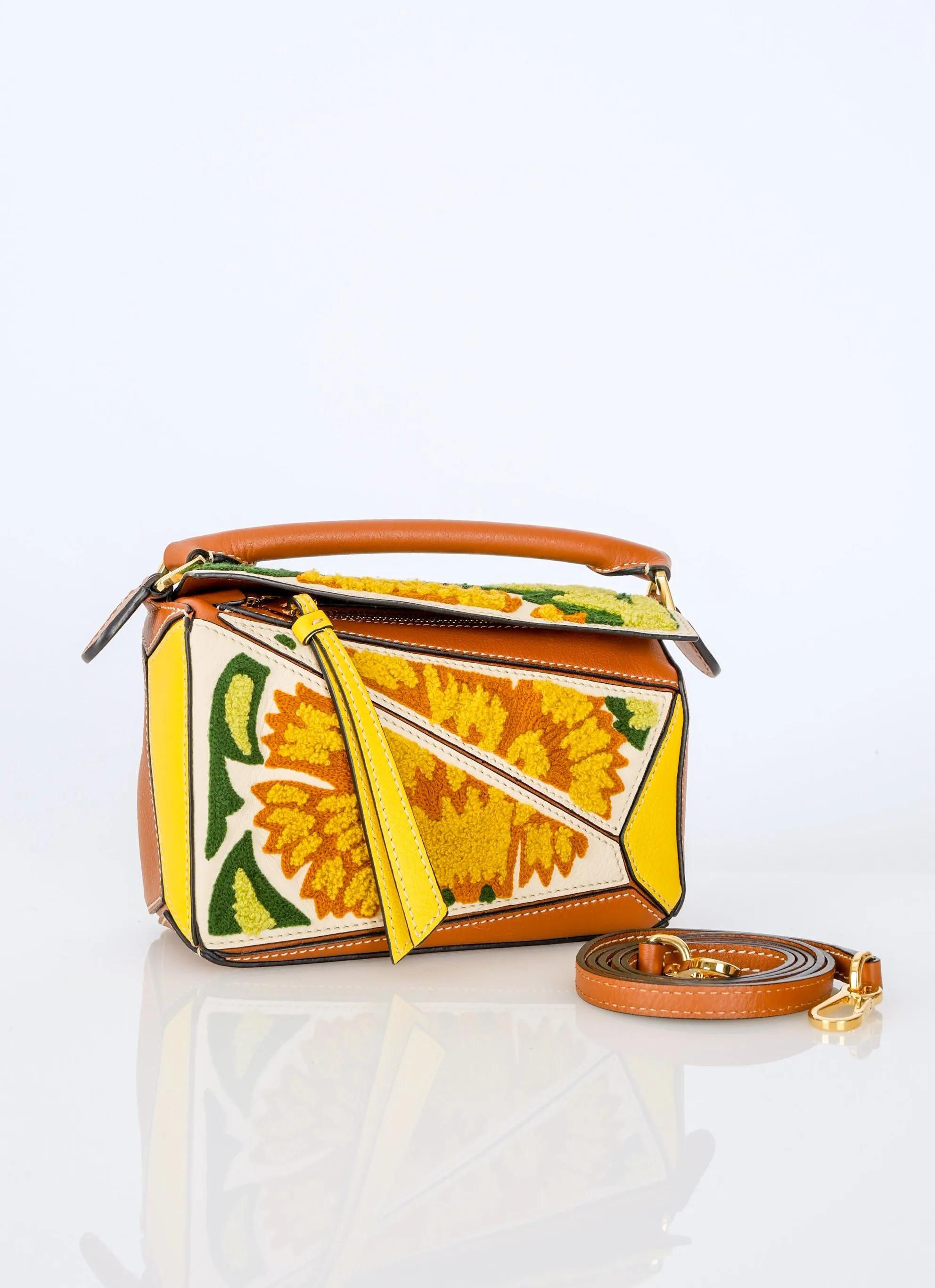 Loewe Embroidered Floral Mini Puzzle Bag