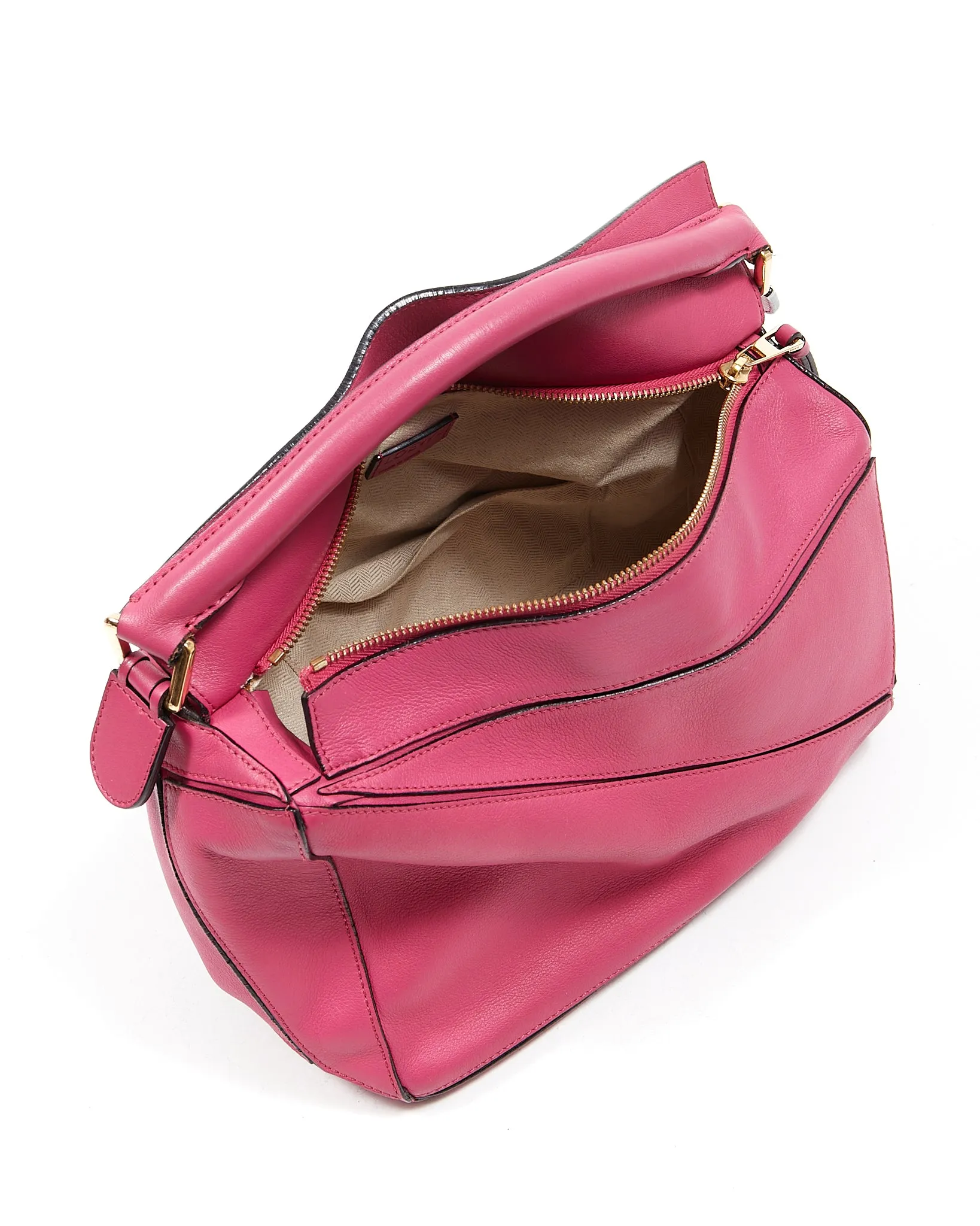 Loewe Fuchsia Leather Medium Puzzle Bag