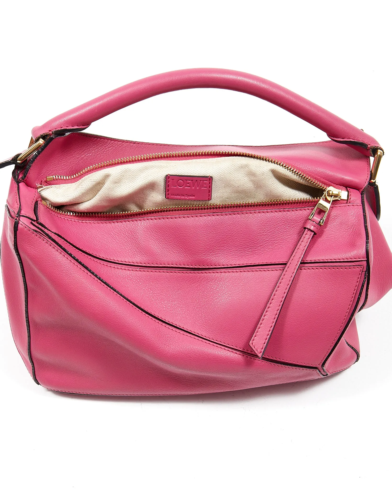 Loewe Fuchsia Leather Medium Puzzle Bag
