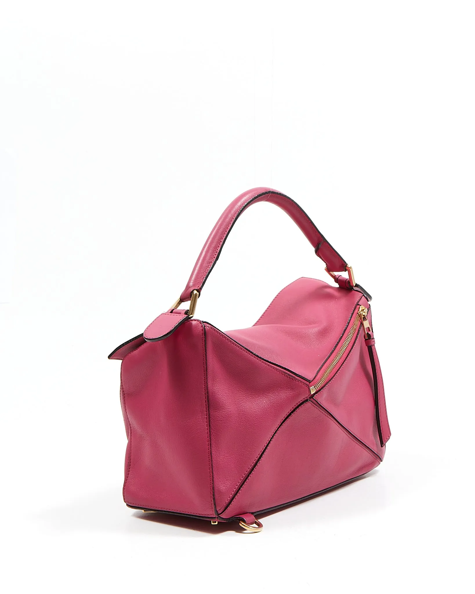Loewe Fuchsia Leather Medium Puzzle Bag