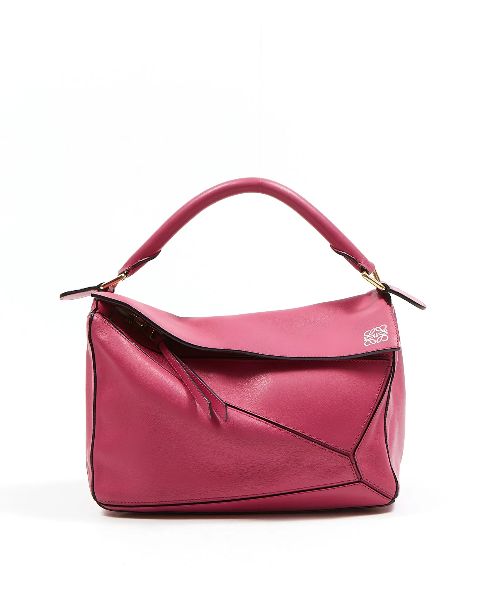 Loewe Fuchsia Leather Medium Puzzle Bag