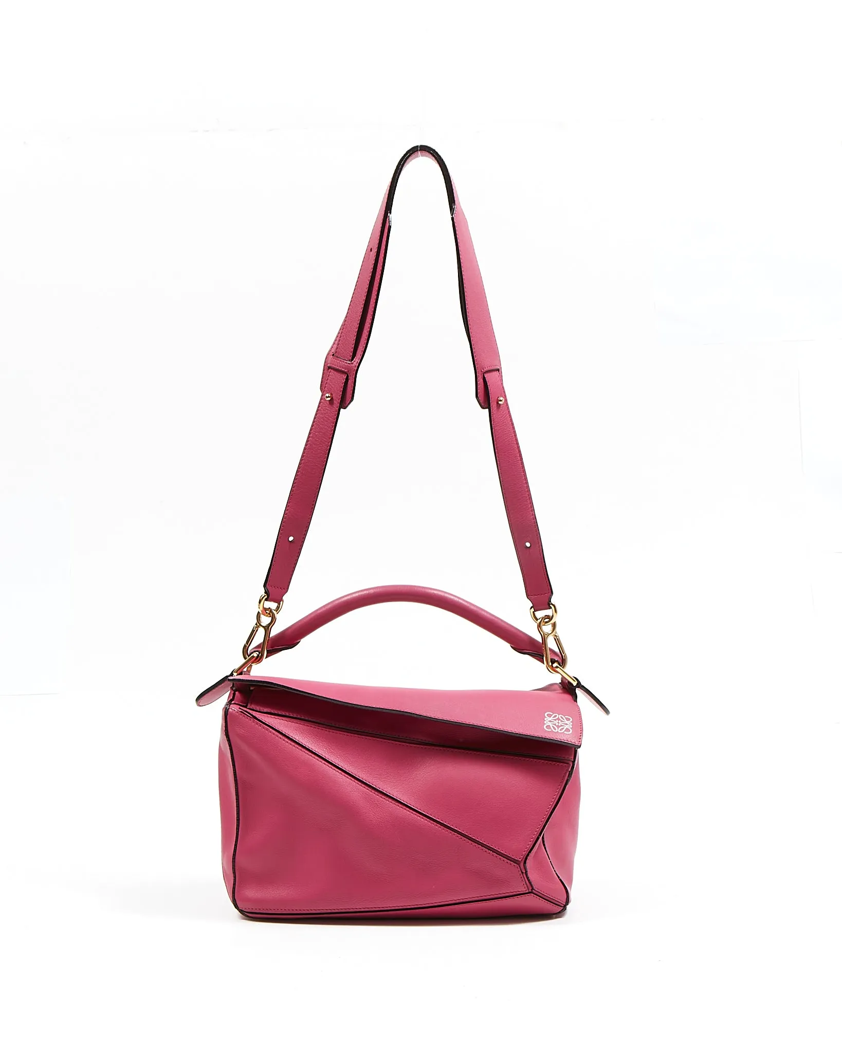 Loewe Fuchsia Leather Medium Puzzle Bag