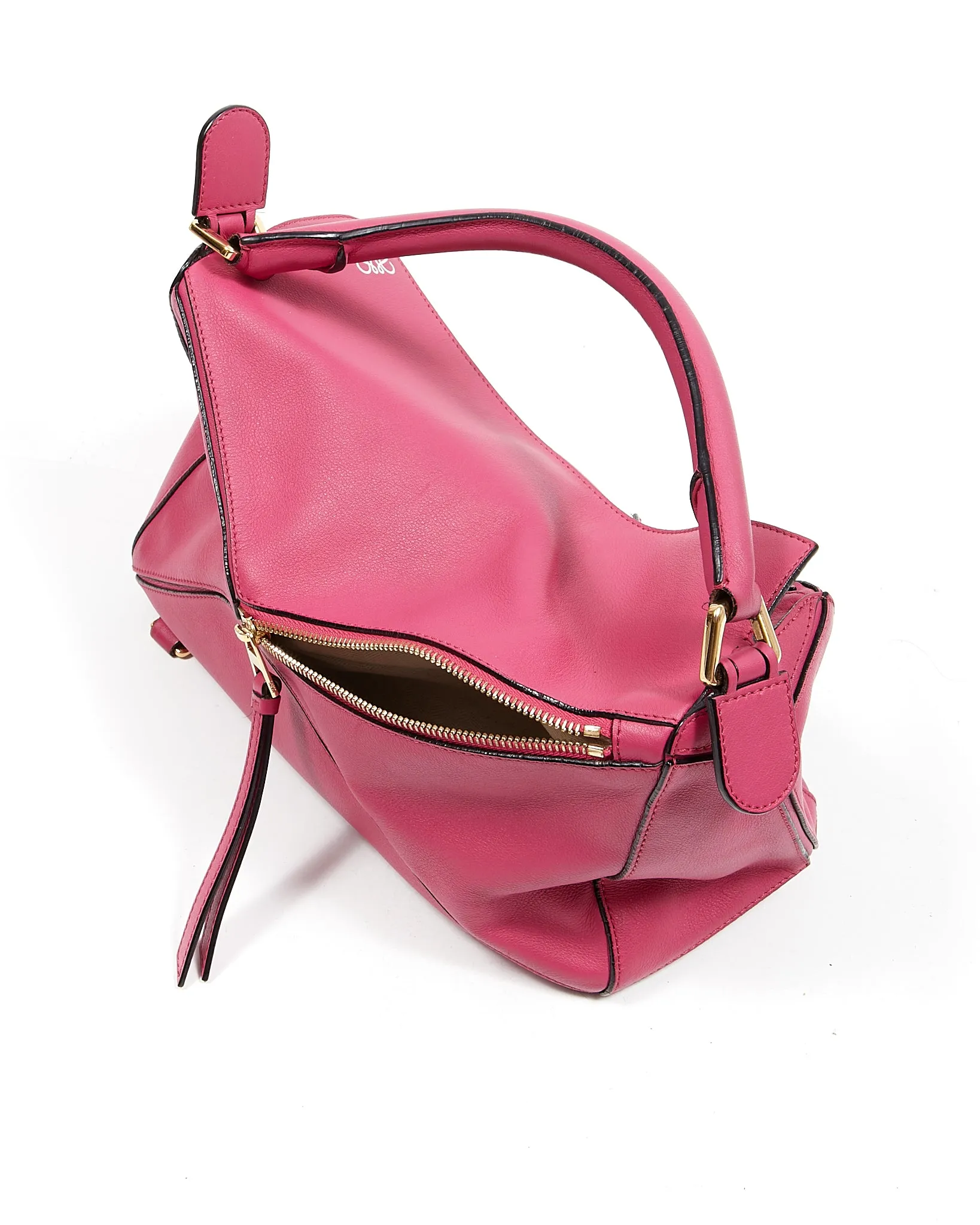 Loewe Fuchsia Leather Medium Puzzle Bag