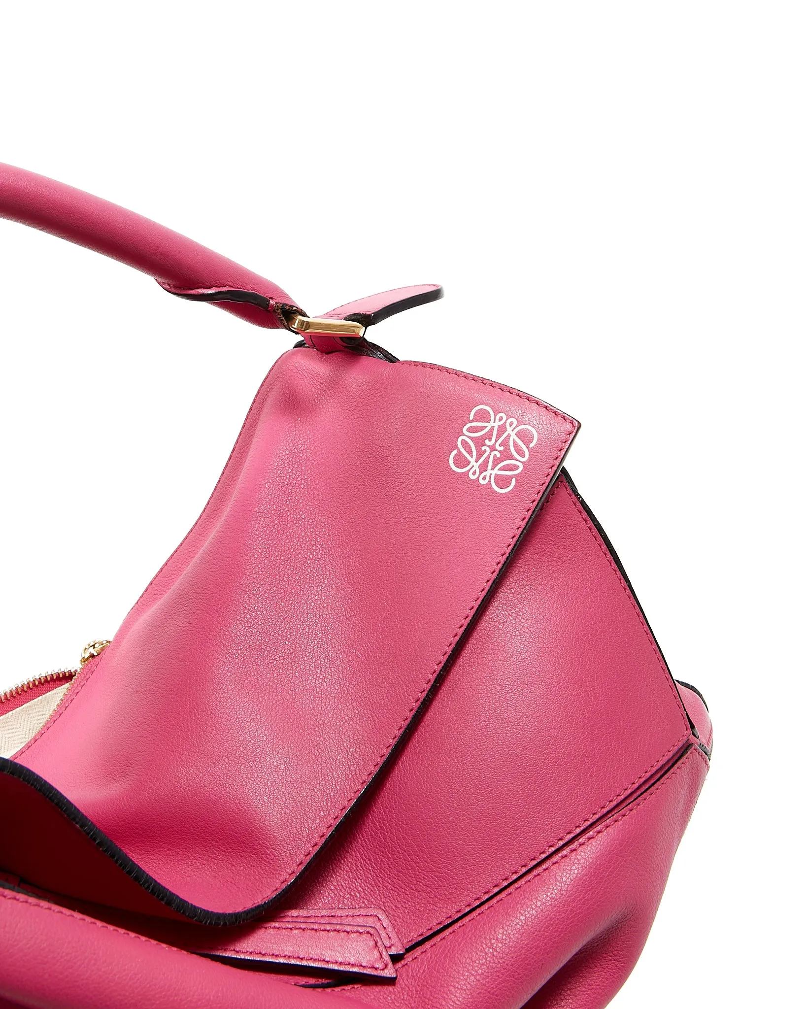 Loewe Fuchsia Leather Medium Puzzle Bag