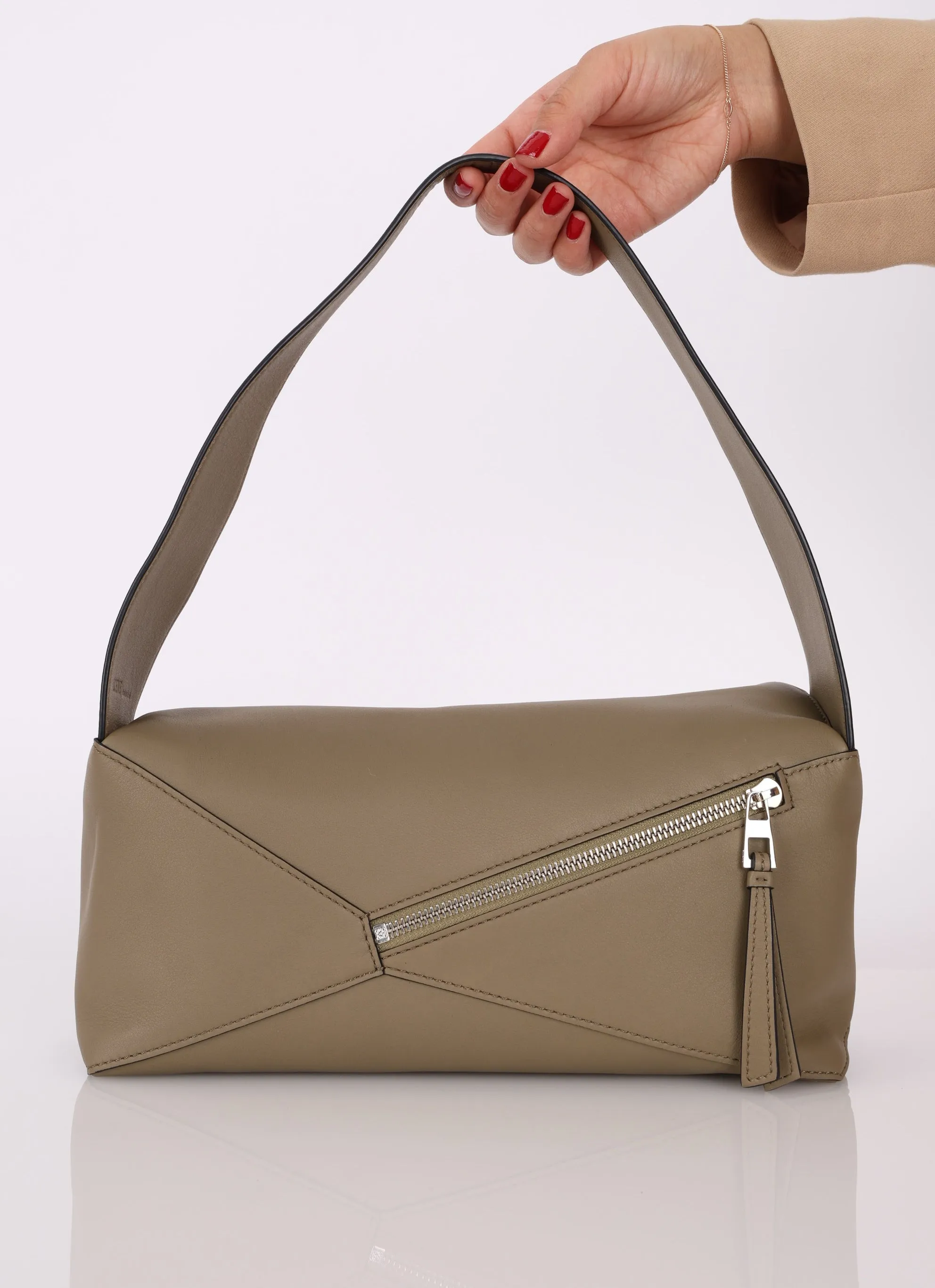 Loewe Leather Olive Puzzle Shoulder Bag