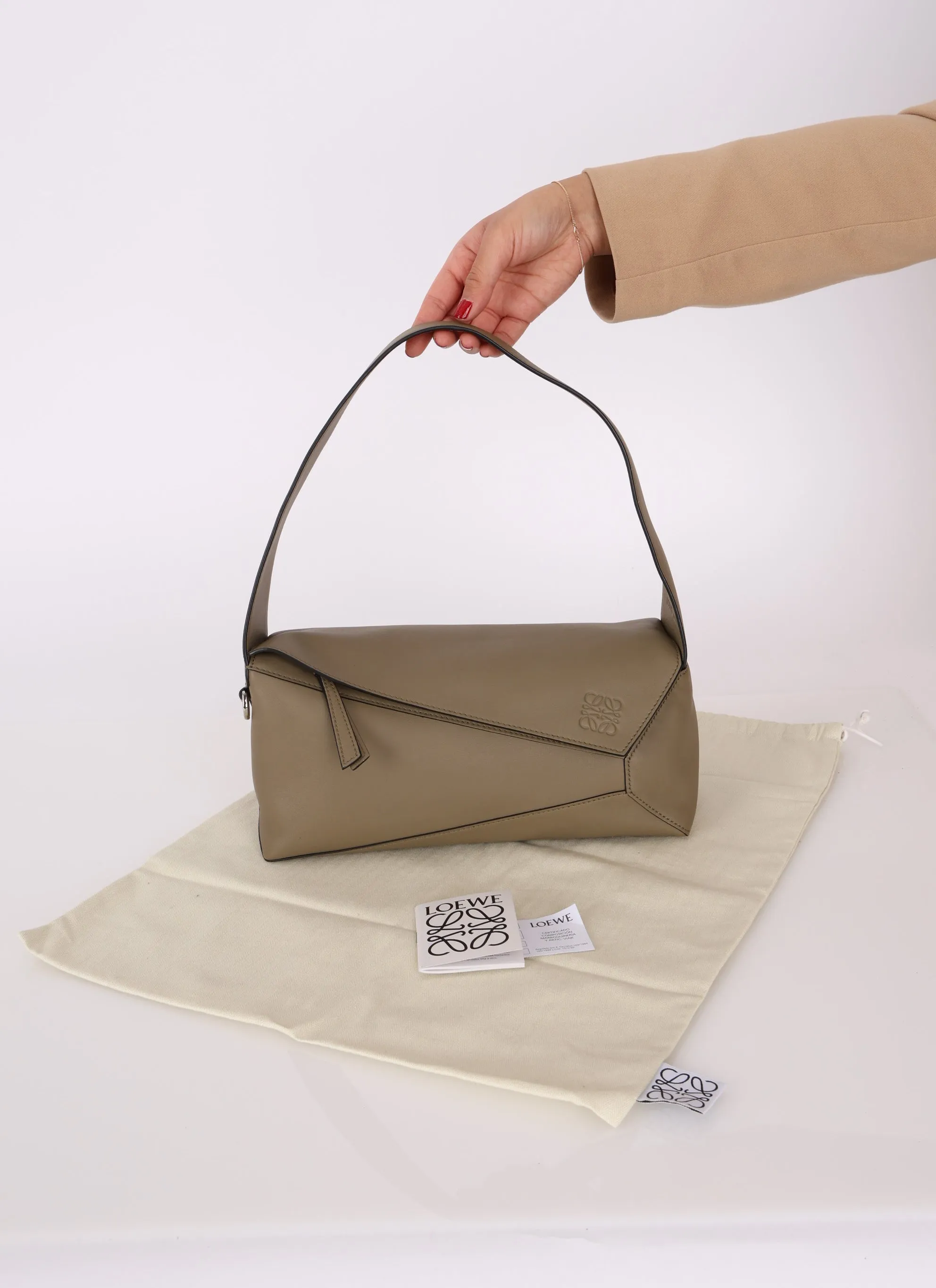 Loewe Leather Olive Puzzle Shoulder Bag