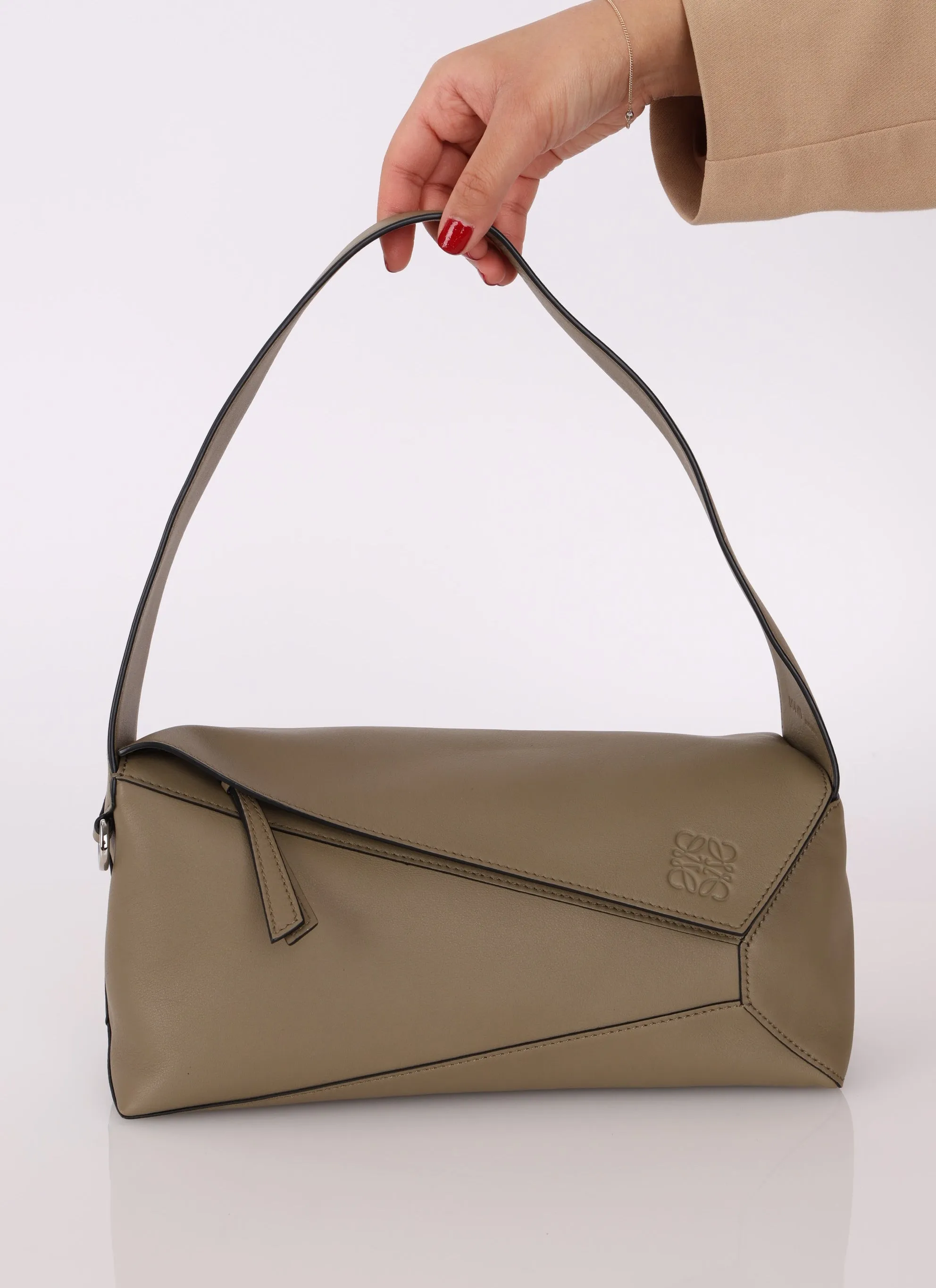 Loewe Leather Olive Puzzle Shoulder Bag