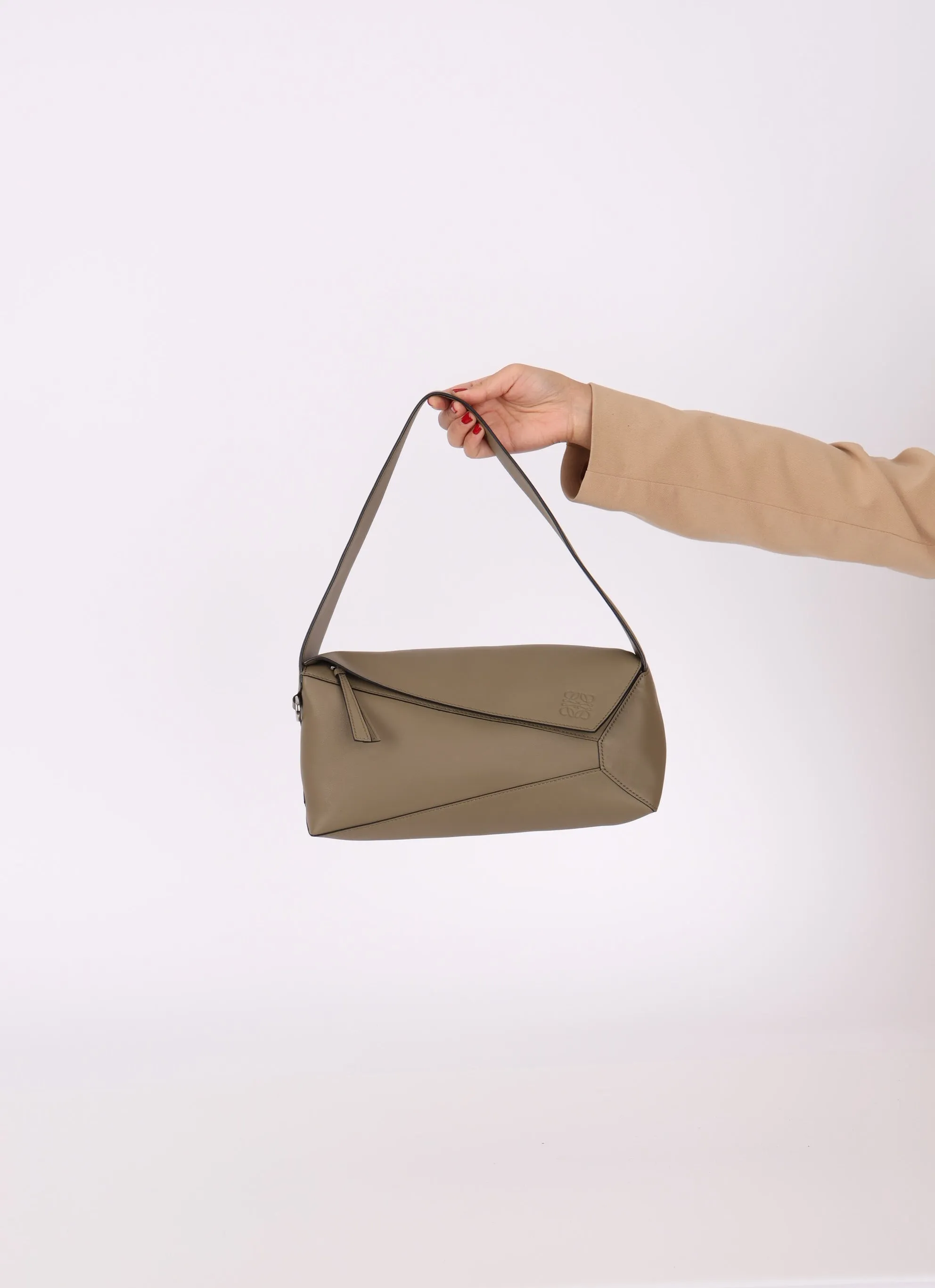 Loewe Leather Olive Puzzle Shoulder Bag