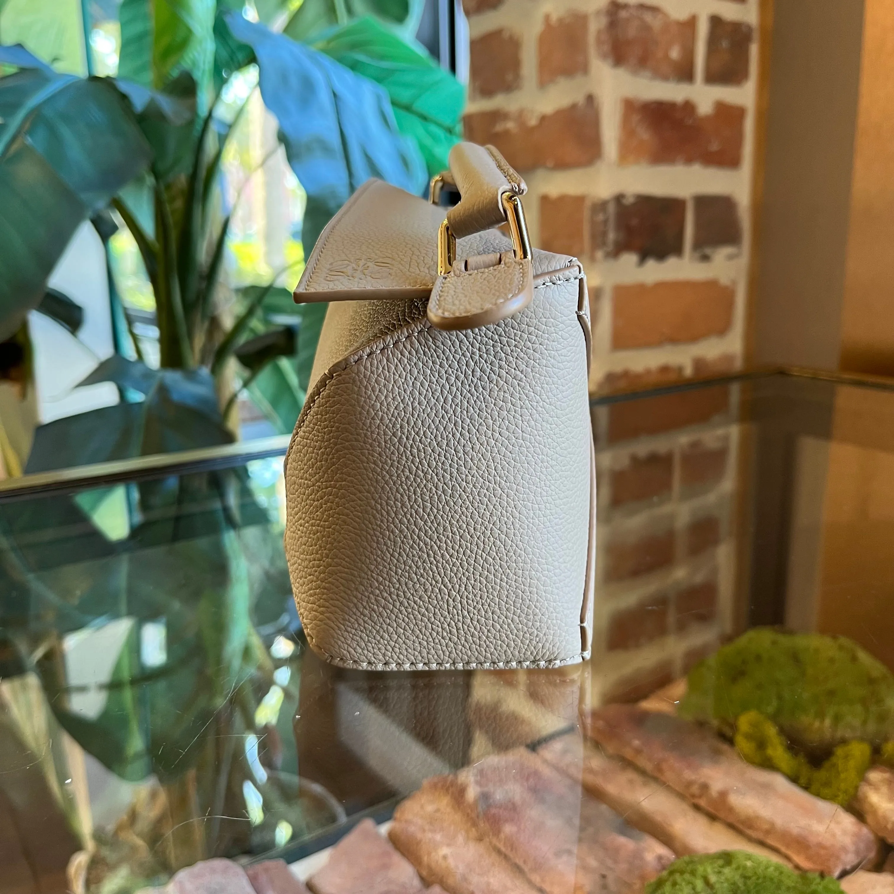 LOEWE Puzzle Edge Mini Sand Grained Leather Top Handle Bag