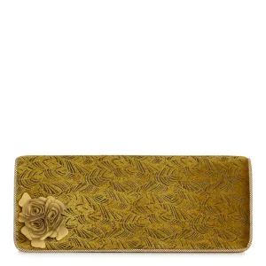 London Ochre Mustard Velvet Corsage Clutch Bag (Matches Ashley Heels) by Ruby Shoo