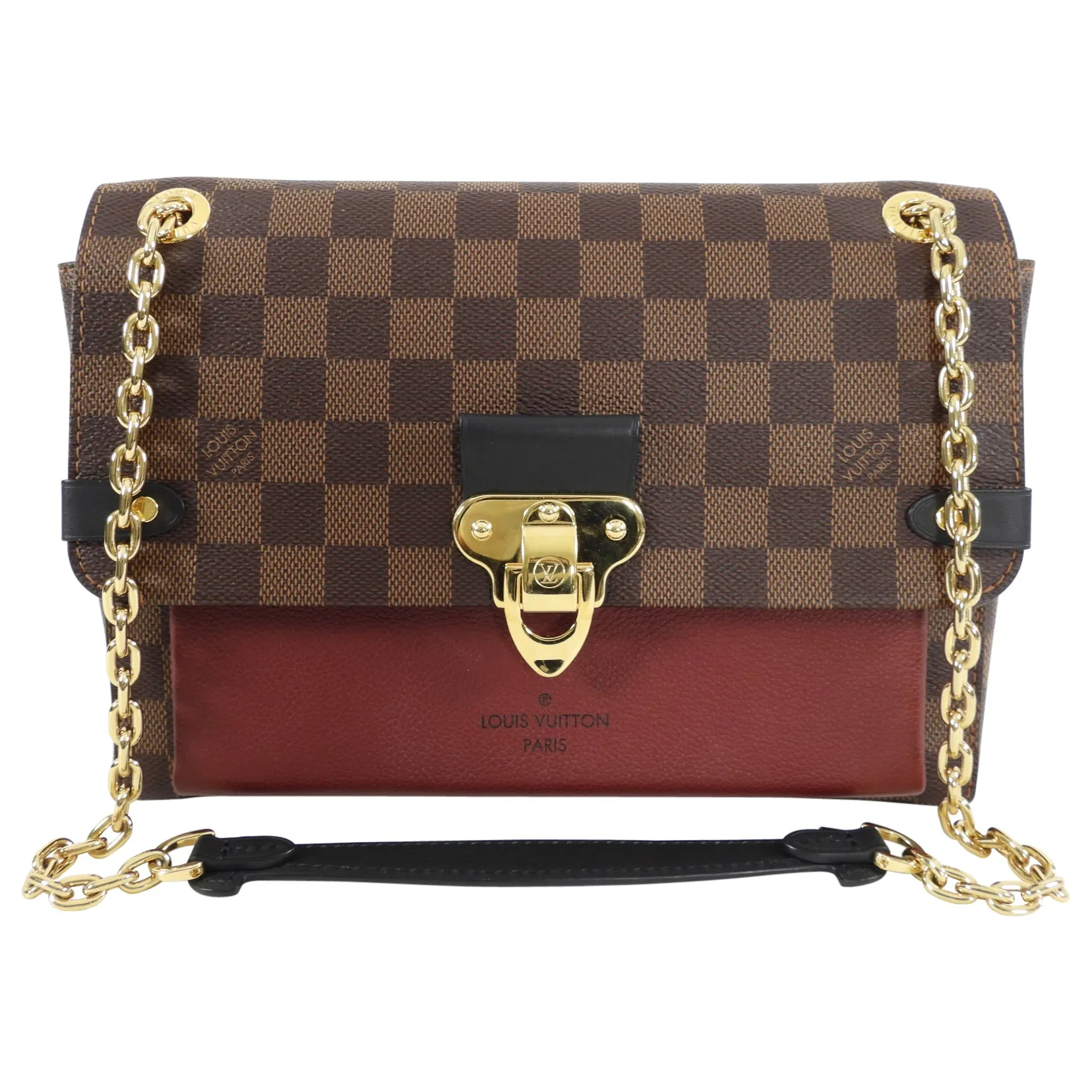Louis Vuitton Vavin Chain PM Damier Ebene Burgundy Shoulder Bag