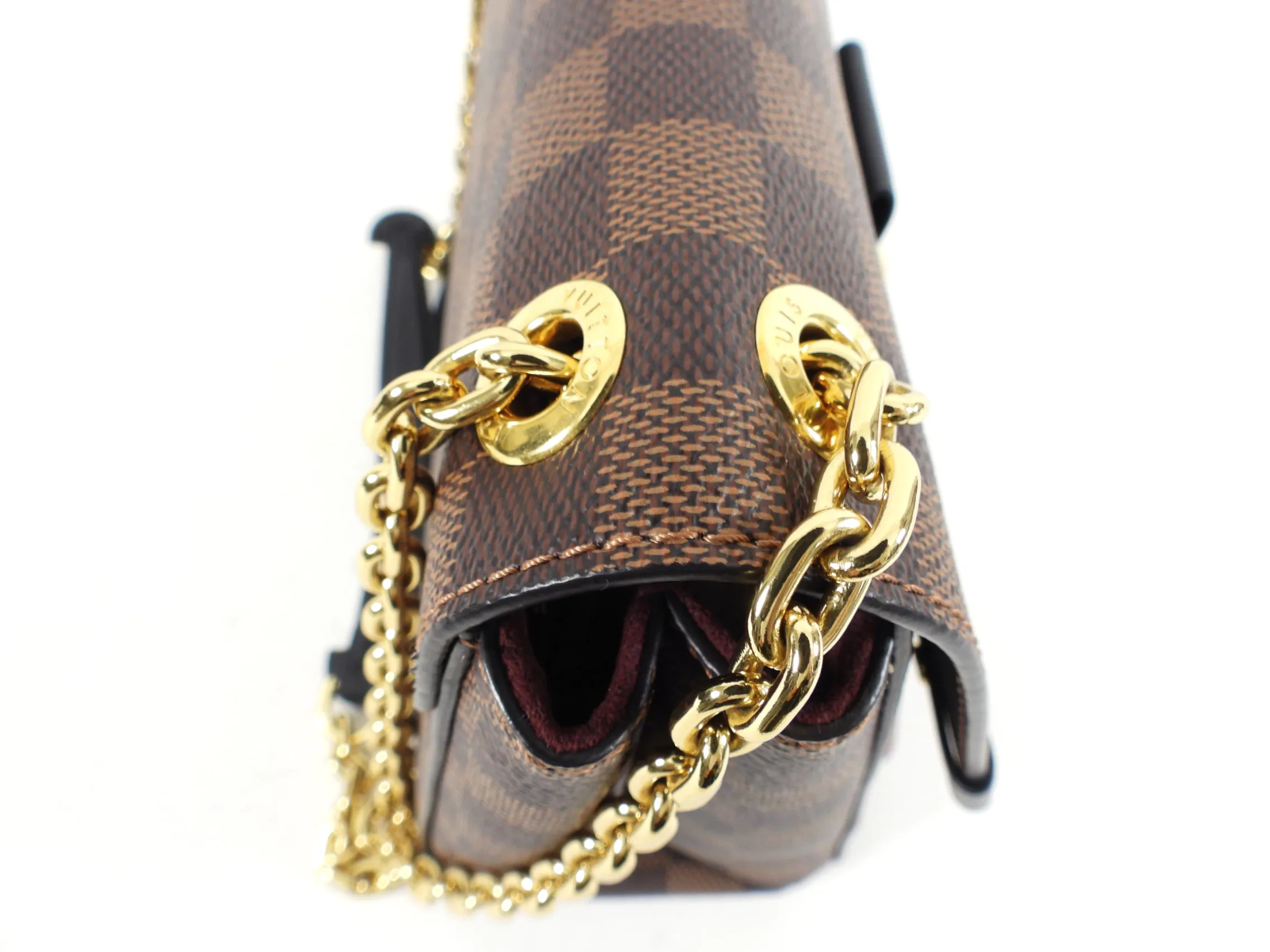Louis Vuitton Vavin Chain PM Damier Ebene Burgundy Shoulder Bag
