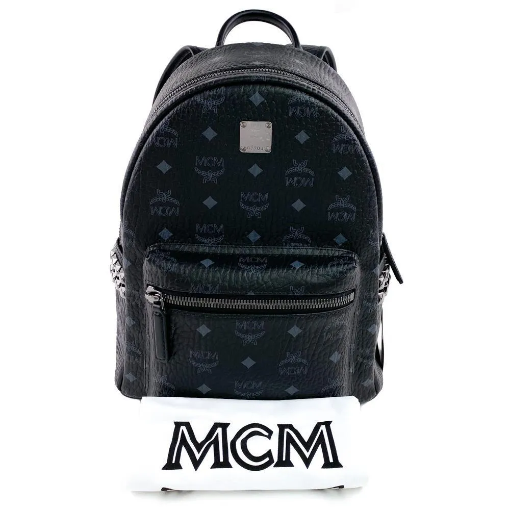 MCM Black Visetos Coated Canvas Stark Side Stud Backpack