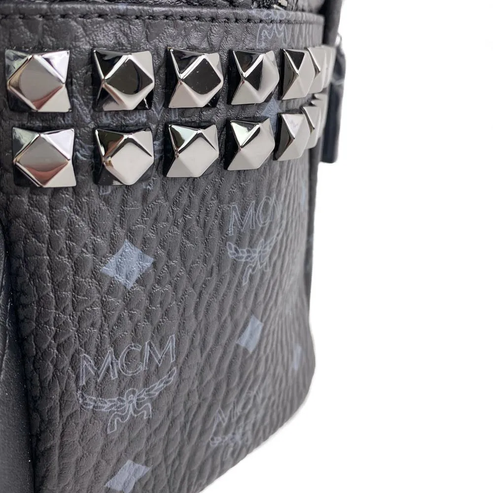 MCM Black Visetos Coated Canvas Stark Side Stud Backpack