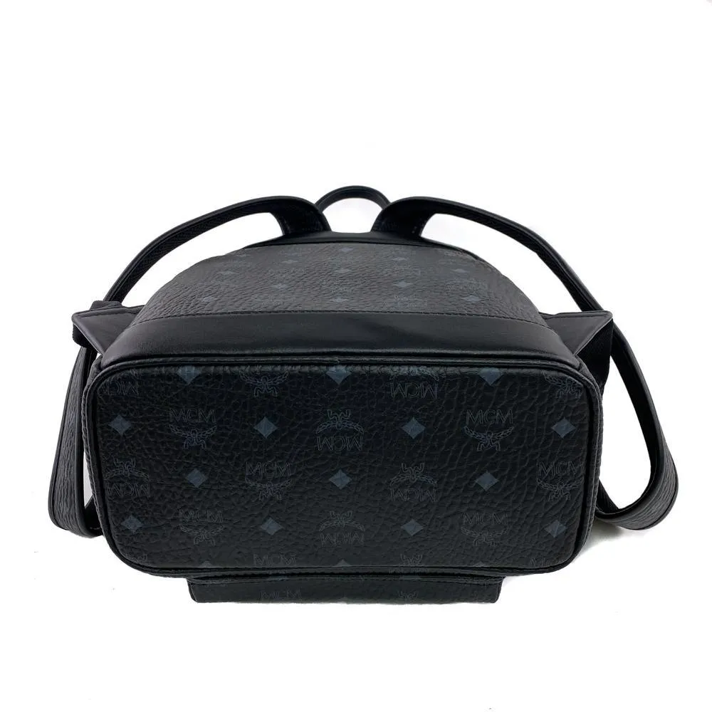 MCM Black Visetos Coated Canvas Stark Side Stud Backpack