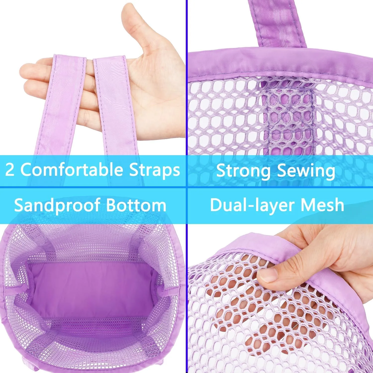 Mesh Beach Bag, Casual Womens Shoulder Handbag, Large Sandproof Beach Tote Bag for Pool/Travel/Vacation Essentials