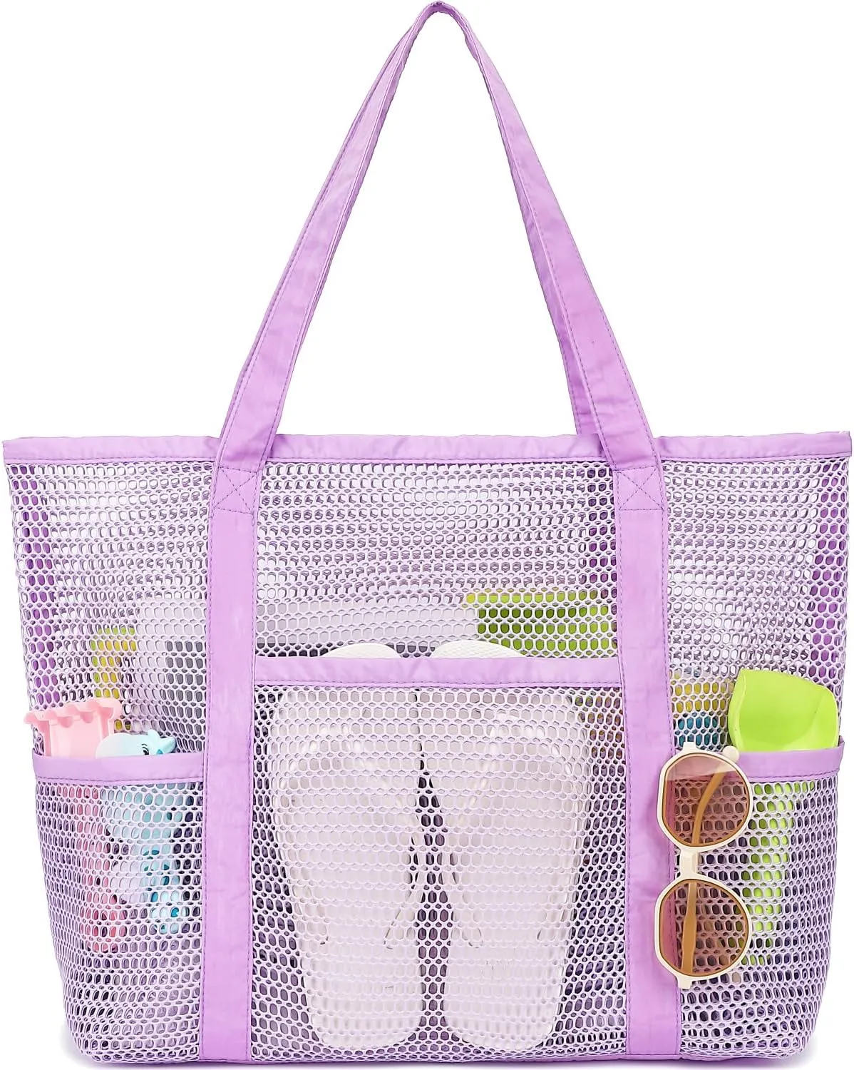Mesh Beach Bag, Casual Womens Shoulder Handbag, Large Sandproof Beach Tote Bag for Pool/Travel/Vacation Essentials