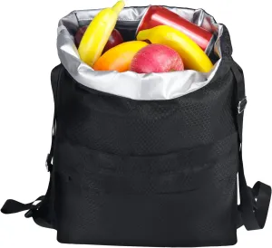 Moyad Insulated Lunch Bag Drawstring Cooler Backpack Lightweight Lunch Organizer for Men and Women, Perfect for Beach, Hiking, Camping, Park, Work, Black & Honeycomb Pattern [ Made in China ]