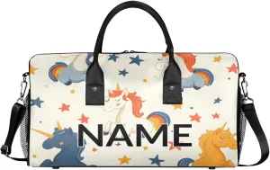 Personalized Unicorn Travel Duffel Bag with Name, Custom Gym Sport Bag Fun Cartoon Carry On Weekend Overnight Duffel Bag for Men Women Personalized Unicorn Travel Duffel Bag with Name, Custom Gym Sport Bag Fun Cartoon Carry On Weekend Overnight Duffel Bag for Men Women