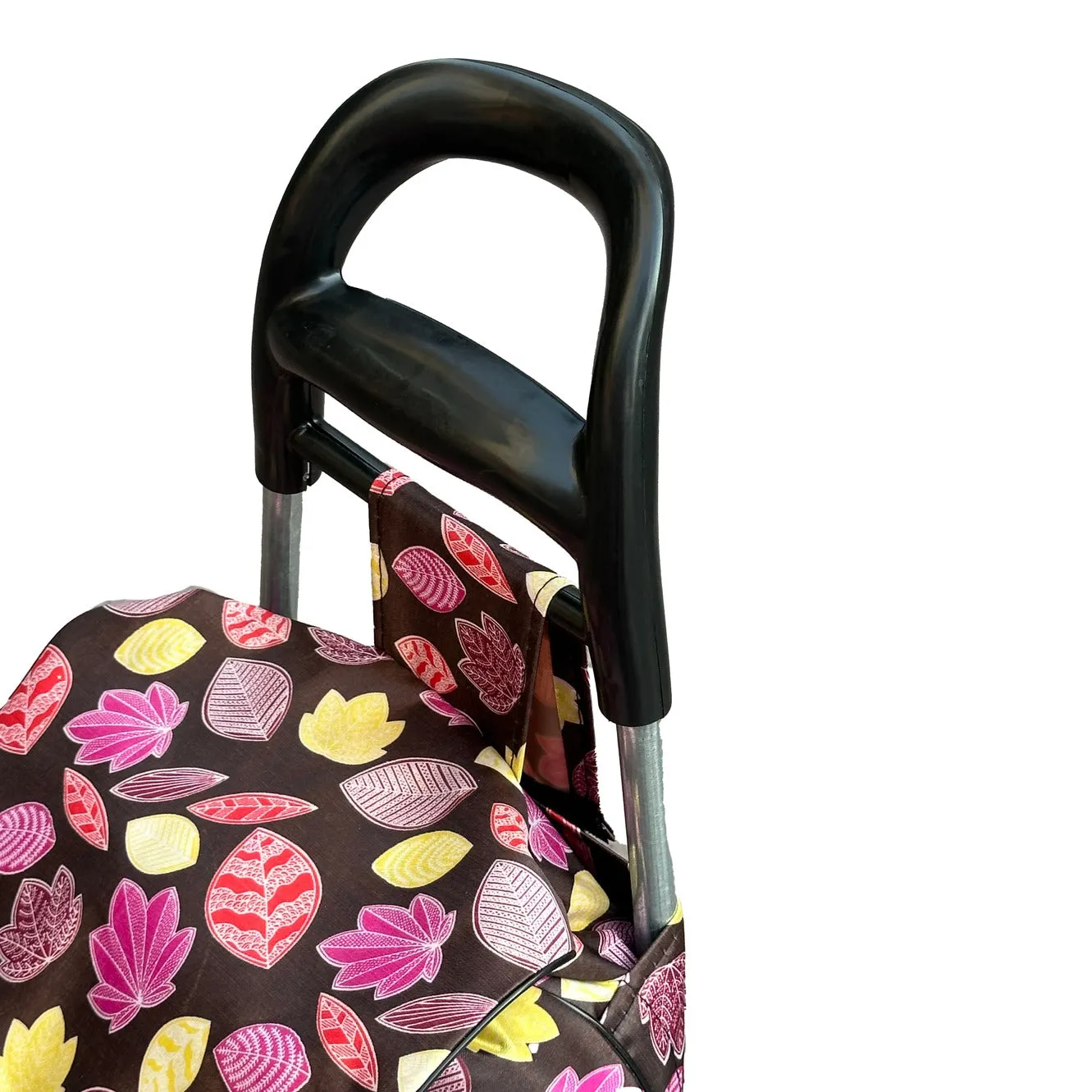 Printed Foldable Grocery Shopping Trolley Bag with Two Wheels | Portable Rolling Shopping Cart