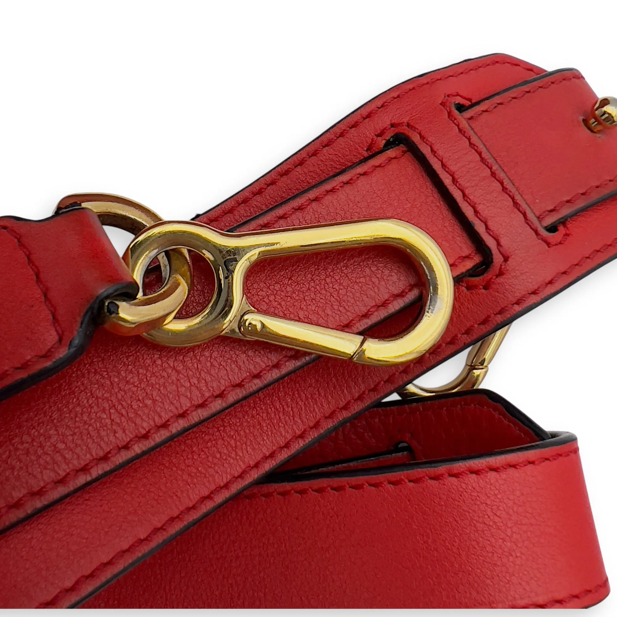 Puzzle Small Red Top Handle Bag in Calfskin, Gold hardware