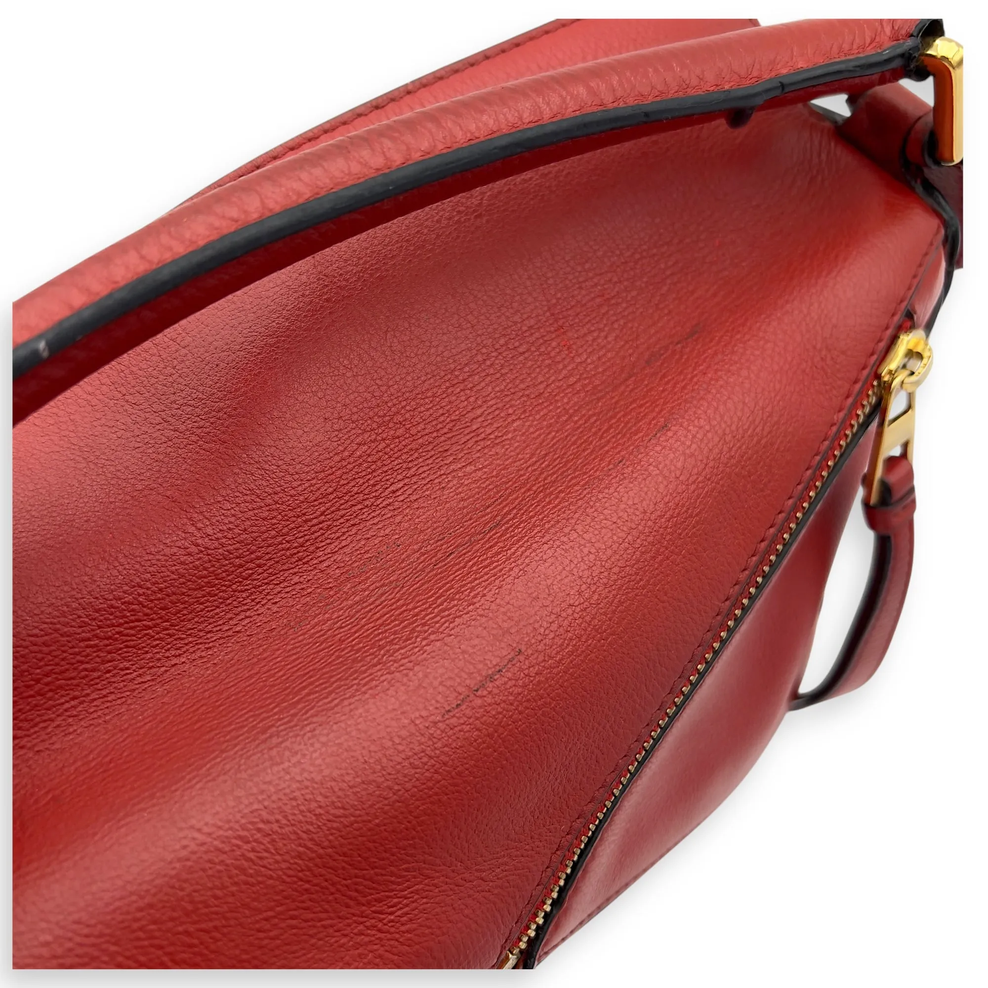 Puzzle Small Red Top Handle Bag in Calfskin, Gold hardware