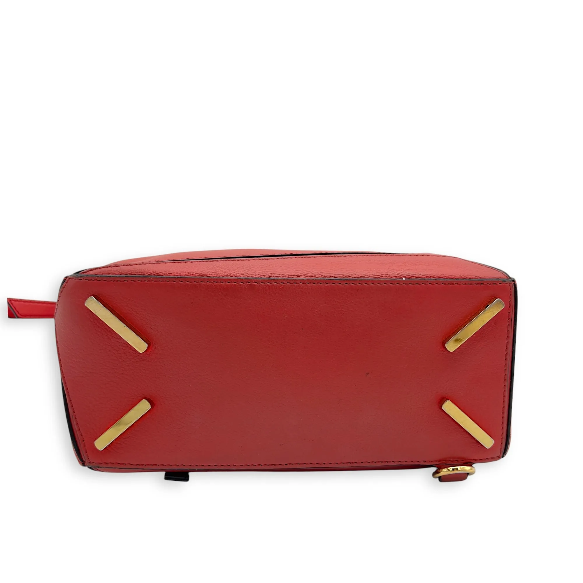 Puzzle Small Red Top Handle Bag in Calfskin, Gold hardware