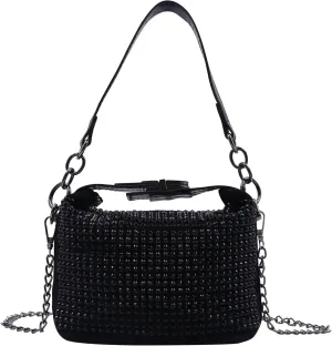 RARITYUS Bling Rhinestone Hobo Crossbody Bag for Women Fashion Tote Underarm Bag Shoulder Handbag for Prom Cocktail Party
