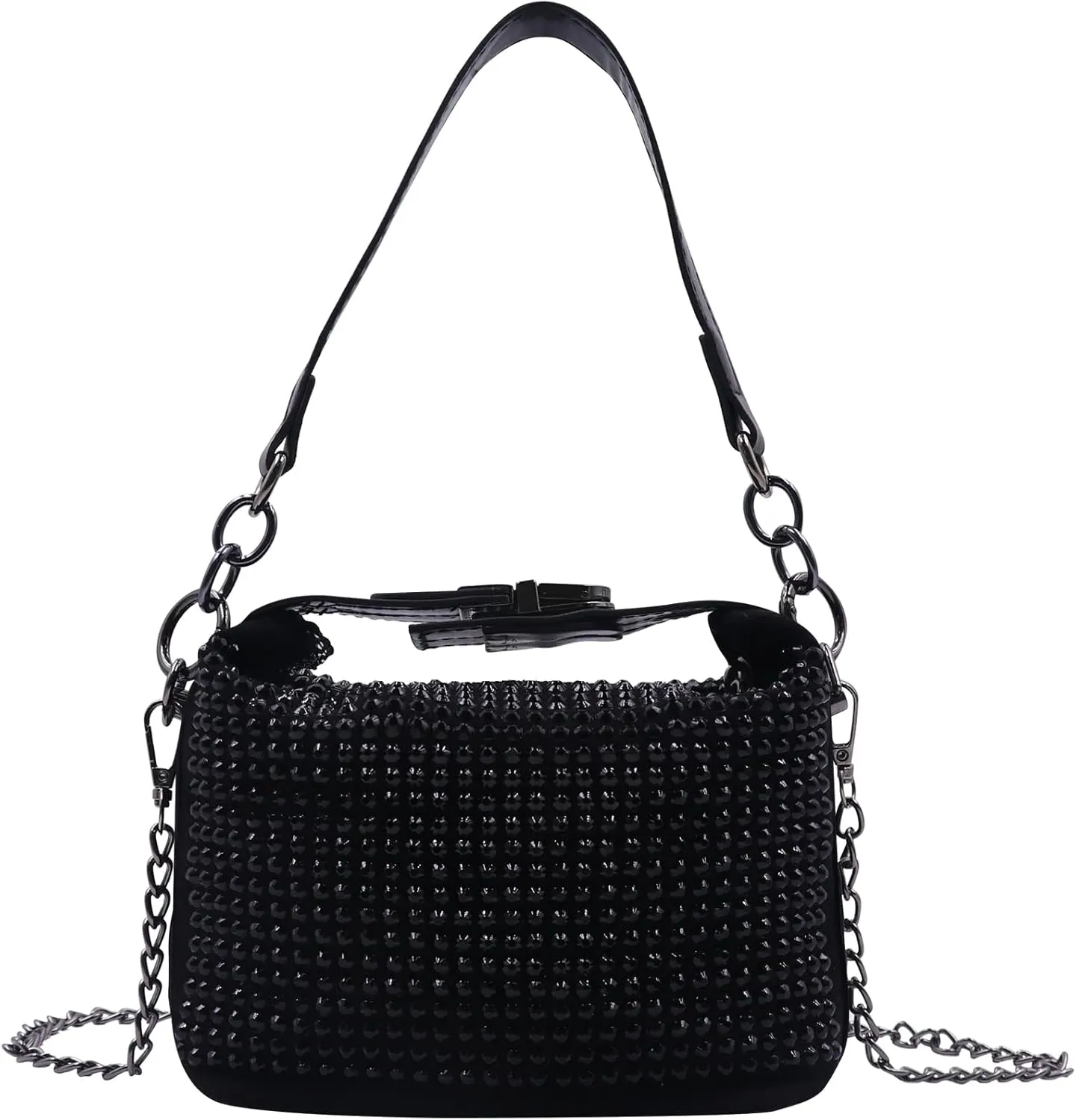 RARITYUS Bling Rhinestone Hobo Crossbody Bag for Women Fashion Tote Underarm Bag Shoulder Handbag for Prom Cocktail Party