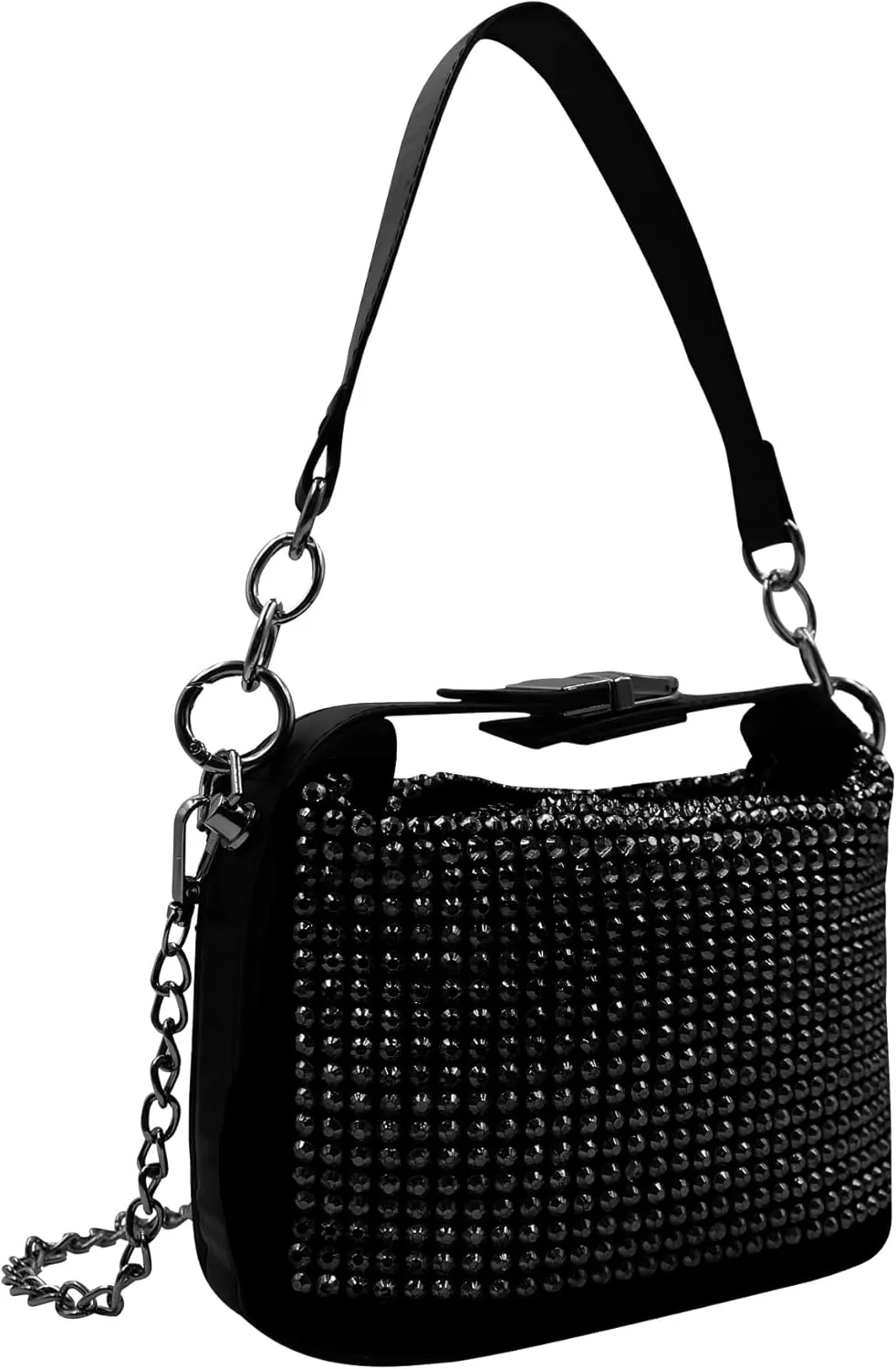 RARITYUS Bling Rhinestone Hobo Crossbody Bag for Women Fashion Tote Underarm Bag Shoulder Handbag for Prom Cocktail Party