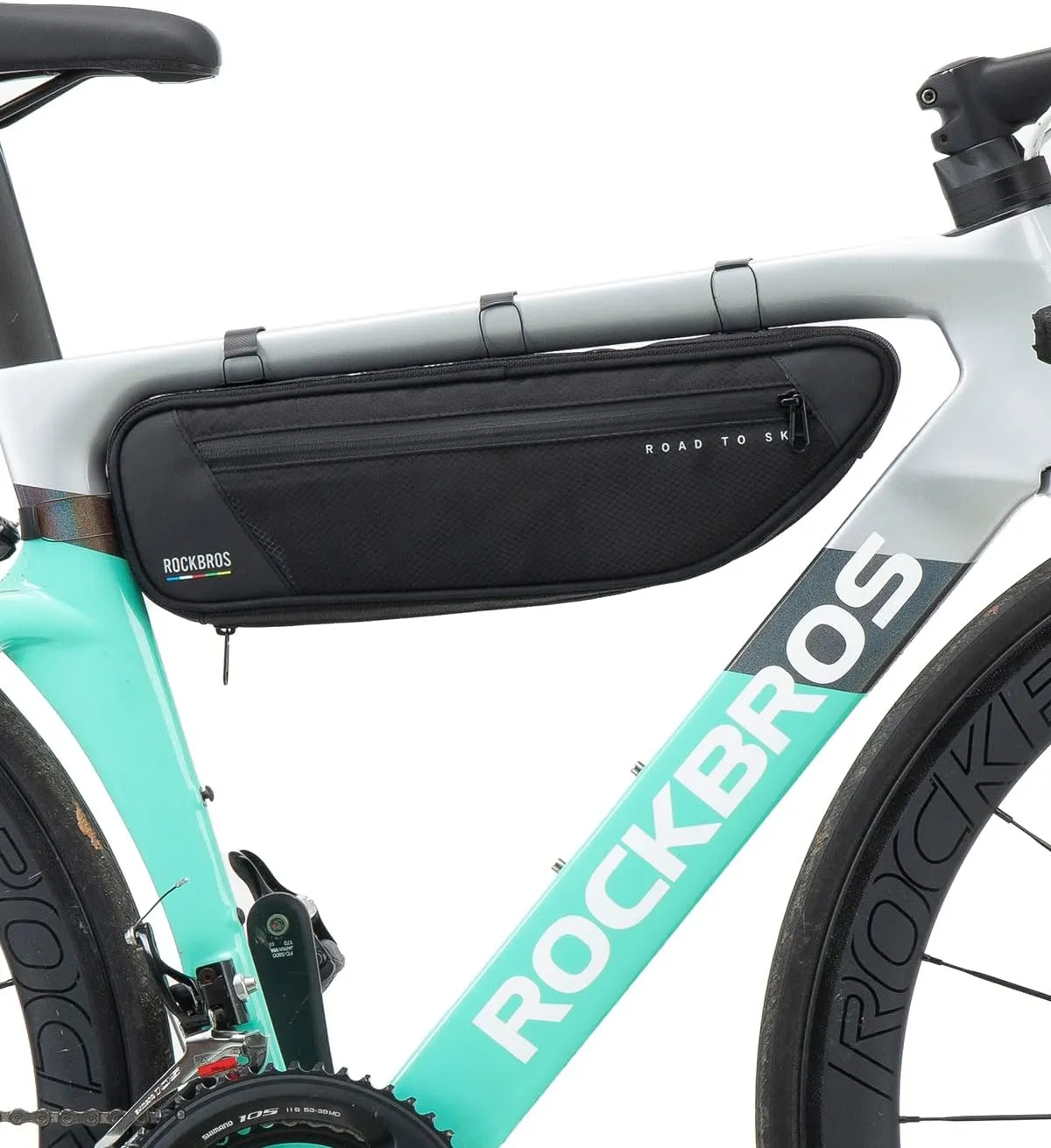 ROCKBROS Bike Frame Bag Bike Bag 2L Waterproof Bike Top Tube Bag Road to Sky Series Bike Bag Fits Mountain/Road BikesBlack