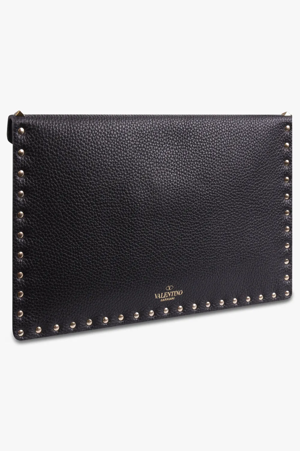 ROCKSTUD LARGE POUCH GRAINED | BLACK