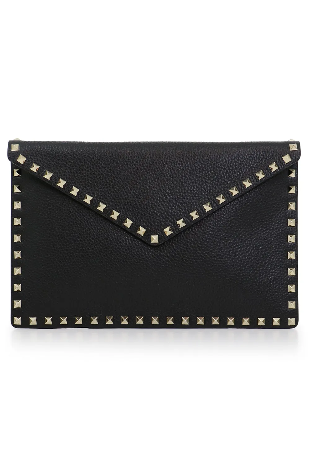 ROCKSTUD LARGE POUCH GRAINED | BLACK