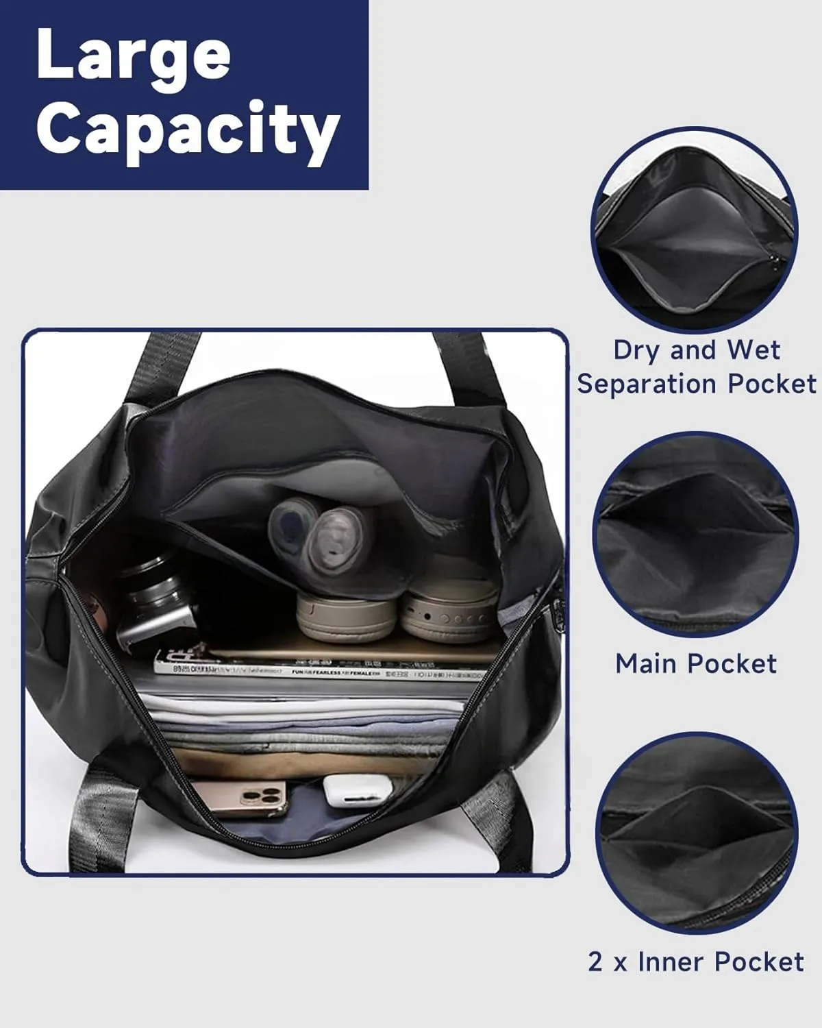 Rolling Duffle Bag with Detachable Wheels and Adjustable Shoulder Strap, Large Expandable Foldable Carry On Luggage Bag with Handle and Suitcase Sleeve, Weekender Bag for Travel Airplane 25L-55L