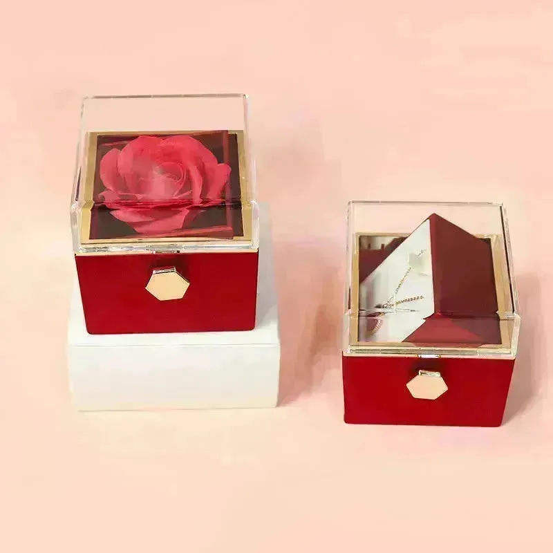 Rotating Soap Flower Rose Gift Box Creative Rotating Rose Jewelry Packaging Box Valentine's Day Gift For Women