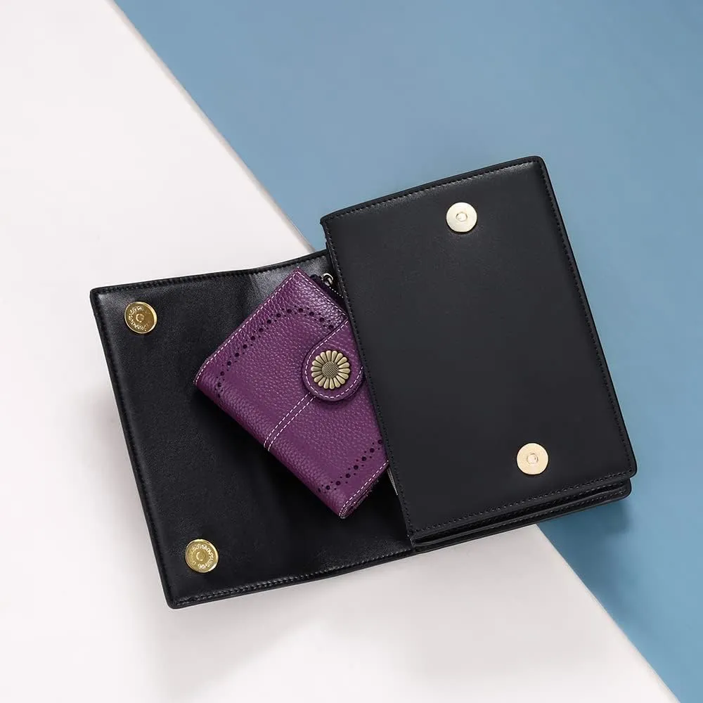 SENDEFN Small Womens Wallet Leather Bifold Card Holder RFID Blocking with Zipper Coin Pocket