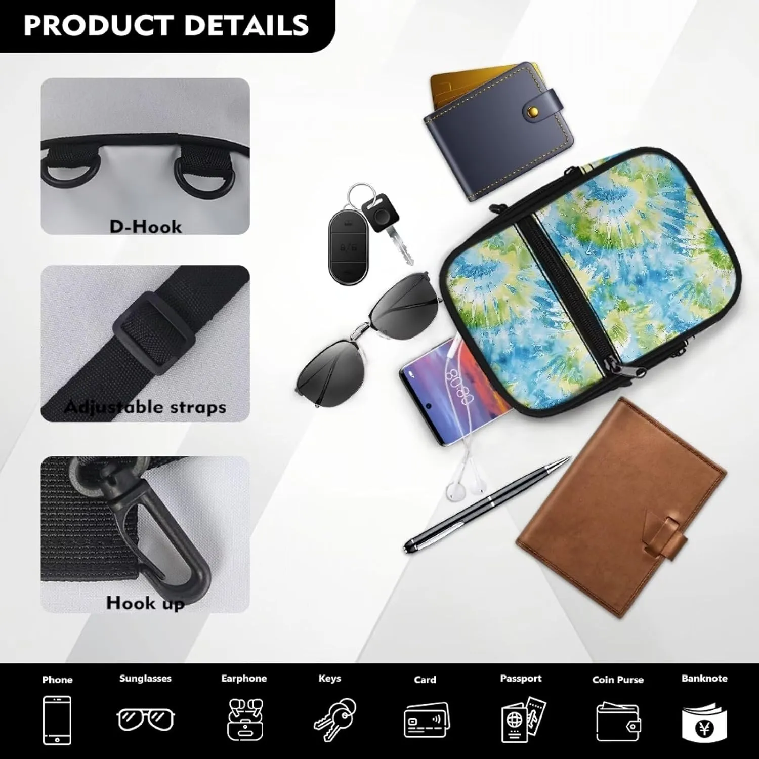 Small Messenger Bag for Women Men Sling Bag Crossbody Purse Wallet Purse Cell Phone Crossbody Bag