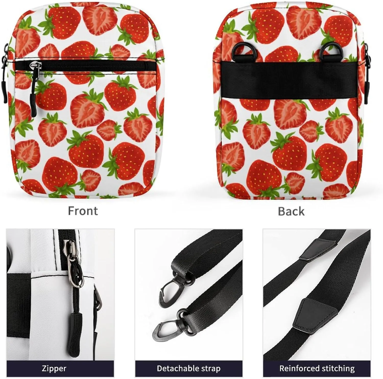 Strawberry Red Berry Crossbody Bag Small Shoulder Bag Waterproof, Lightweight And Convenient