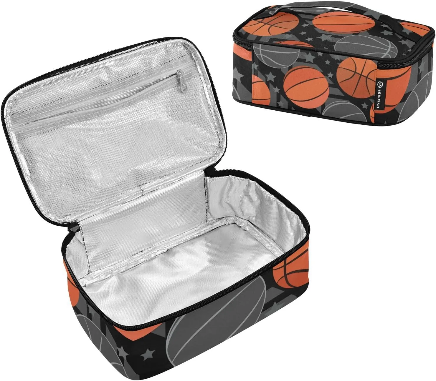SUABO Stars Basketballs Lunch Box Insulated Lunch Bag Mini Cooler Back to School Thermal Meal Tote Kit for Kids Adults Office