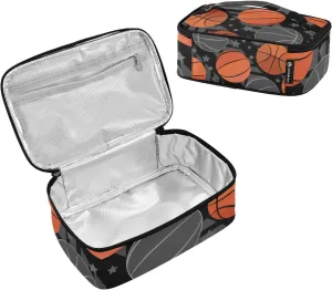 SUABO Stars Basketballs Lunch Box Insulated Lunch Bag Mini Cooler Back to School Thermal Meal Tote Kit for Kids Adults Office