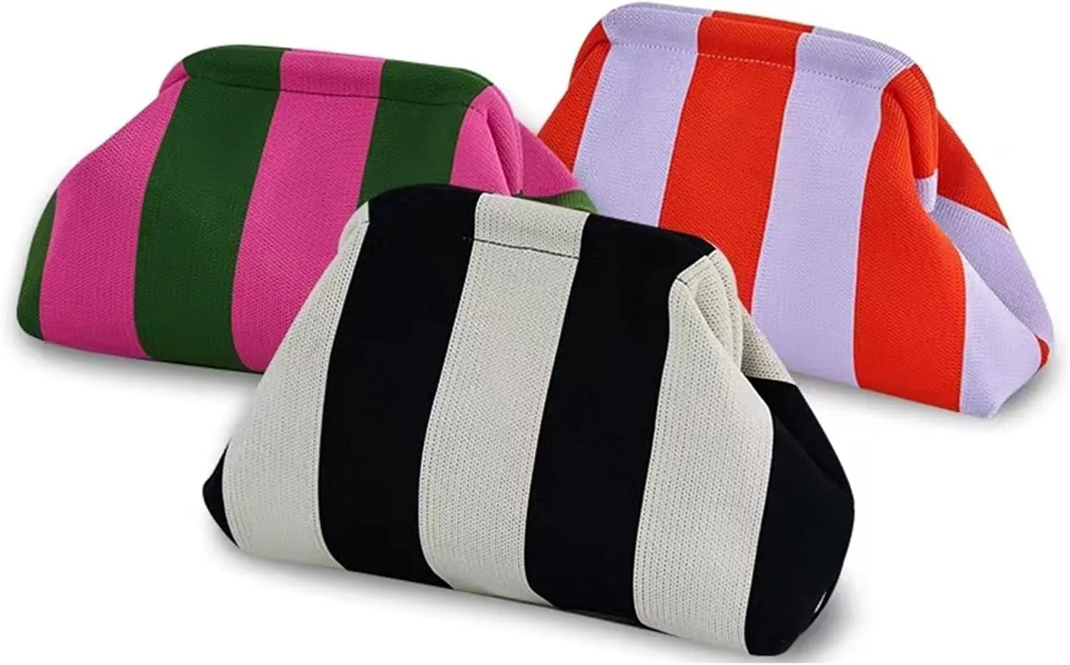 Summer Beach Dumpling Clutch Purses for Women,Woven Handbags Dumpling Clutch Ruched Cloud Purse Casual Colorblock Bag