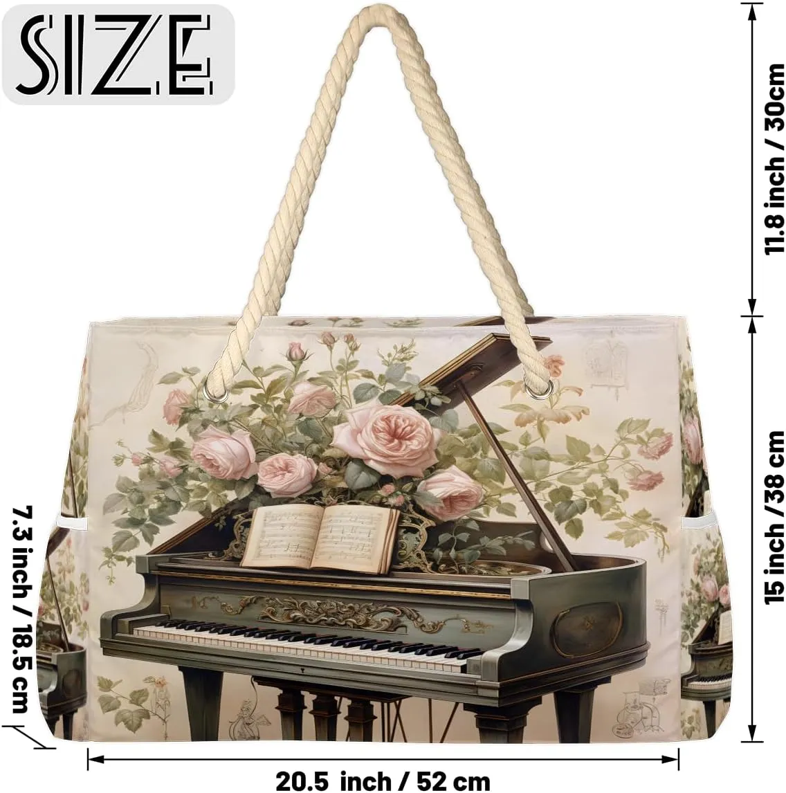 Tote Beach Bag for Women Large Zipper Beach Bags Waterproof Sandproof Cute Owls Gym Swim Pool Travel Bag