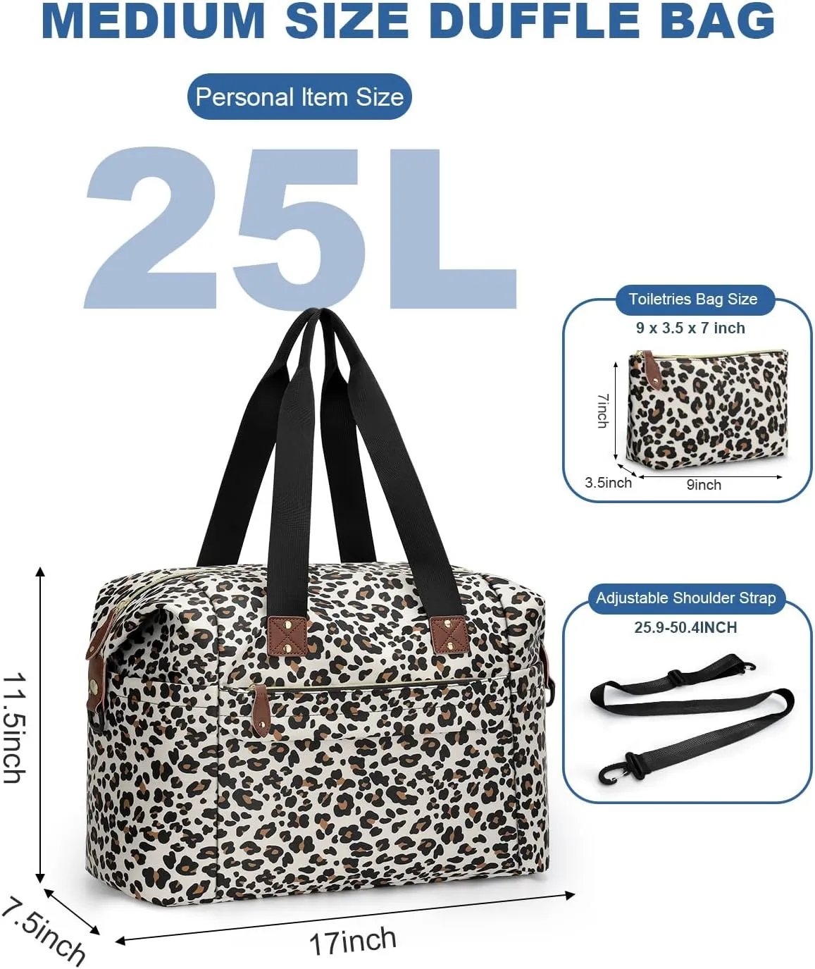Travel Duffle Bag, Waterproof Weekender Overnight Hospital Bags for Women Men with Toiletry Bag Lightweight Carry on Personal Item Duffle Gym Bag for Travel, Airplanes, Sports
