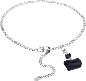 Waist Chain Mini Belt Bag for Women Trendy Y2k Accessories Leather Waist Bag Belt Purse (Black)